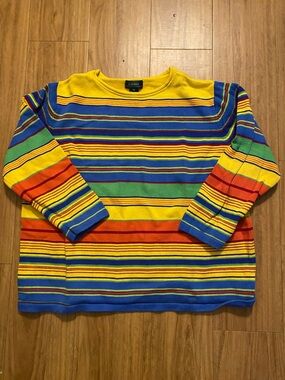 Lauren Ralph Lauren Multicolor Striped Knit Top in Yellow, Blue, Green, Orange